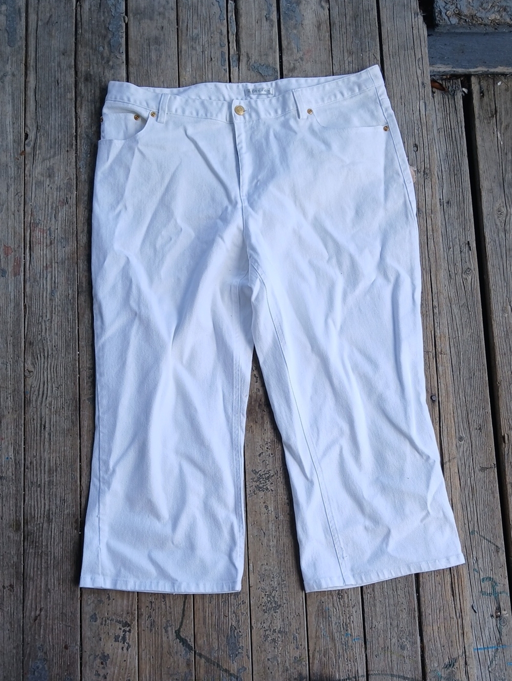 Vtg 90's First Issue Liz Claiborne White Stretch Jeans Cropped Wide Leg Size 16